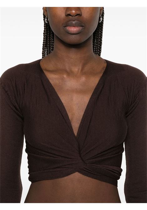 Brown wrap-design cropped top  Rick owens - women RICK OWENS | RP01E7645M14